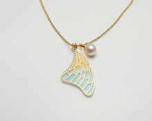 Load image into Gallery viewer, Cicada Wings Enamel Pearl Necklace Set Includes Drop Earrings