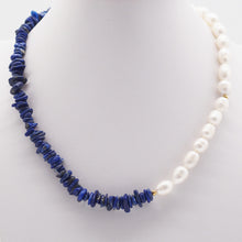 Load image into Gallery viewer, Lapis Lazuli Crushed Stone Freshwater Pearl Necklace