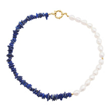 Load image into Gallery viewer, Lapis Lazuli Crushed Stone Freshwater Pearl Necklace