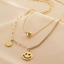 Load image into Gallery viewer, Gold Chain Smile Layered Necklace