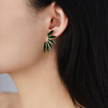 Load image into Gallery viewer, JEMUZEWEL Palm Leaf Plated 14K Gold Earrings
