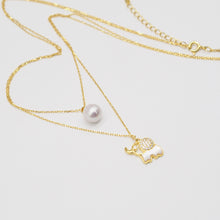 Load image into Gallery viewer, Baby Elephant Layered Necklace in 18K Gold Plated
