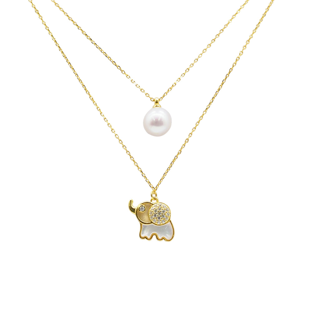 Baby Elephant Layered Necklace in 18K Gold Plated