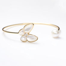 Load image into Gallery viewer, White Fritillary Butterfly Bracelet with Freshwater Pearl
