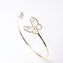 Load image into Gallery viewer, White Fritillary Butterfly Bracelet with Freshwater Pearl
