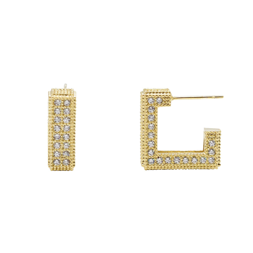 14K Gold Filled Square Cubic Stud Earrings