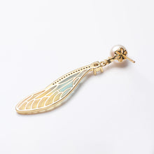 Load image into Gallery viewer, Cicada Wings Enamel Freshwater Pearl Earrings
