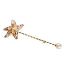 Load image into Gallery viewer, Enamel Starfish Brooch with Freshwater Pearl
