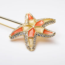 Load image into Gallery viewer, Enamel Starfish Brooch with Freshwater Pearl
