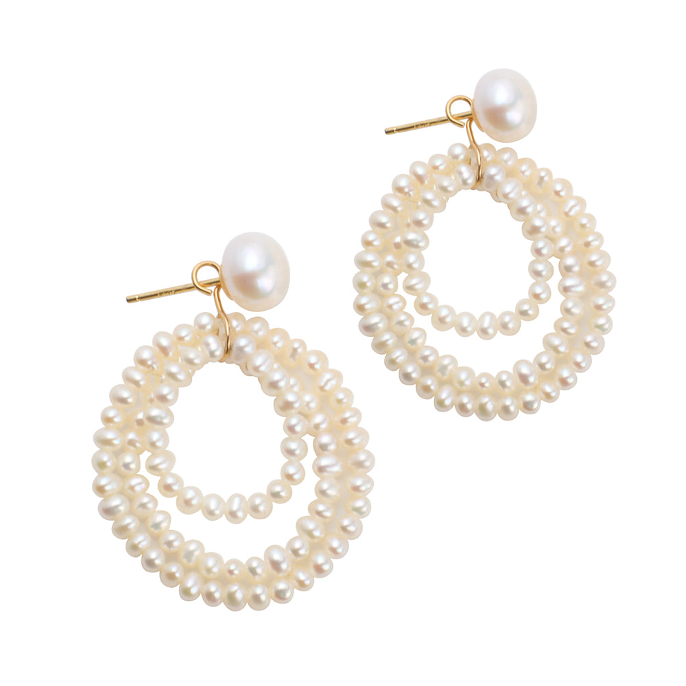 Vintage Multilayer Freshwater Pearl Drop Earrings
