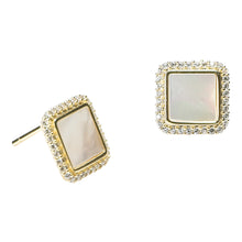 Load image into Gallery viewer, White Fritillary Square Stud Earrings

