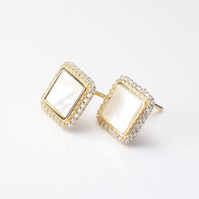 Load image into Gallery viewer, White Fritillary Square Stud Earrings
