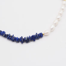 Load image into Gallery viewer, Lapis Lazuli Crushed Stone Freshwater Pearl Necklace
