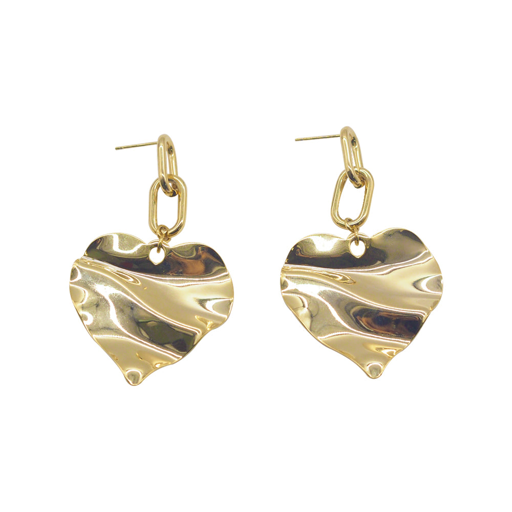 18K Gold Plated Love Heart Dangle Earrings
