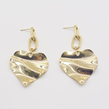 Load image into Gallery viewer, 18K Gold Plated Love Heart Dangle Earrings
