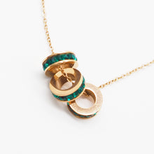 Load image into Gallery viewer, 18K Gold Plated Green Ring Pendant Necklace
