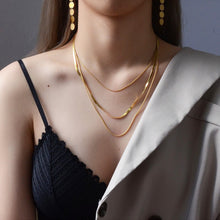 Load image into Gallery viewer, 14K Gold Plated Gold Herringbone Chain Necklace
