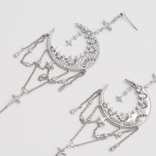 Load image into Gallery viewer, Sterling Silver Moon and Star Drop Earrings
