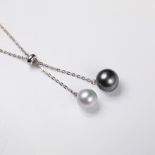 Load image into Gallery viewer, Y-shaped Black and White Pearl Necklace
