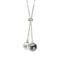 Load image into Gallery viewer, Y-shaped Black and White Pearl Necklace
