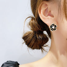 Load image into Gallery viewer, 18K Gold Plated Camellia Earrings with Freshwater Cultured Pearl
