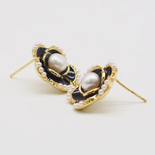 Load image into Gallery viewer, 18K Gold Plated Camellia Earrings with Freshwater Cultured Pearl
