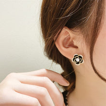 Load image into Gallery viewer, 18K Gold Plated Camellia Earrings with Freshwater Cultured Pearl
