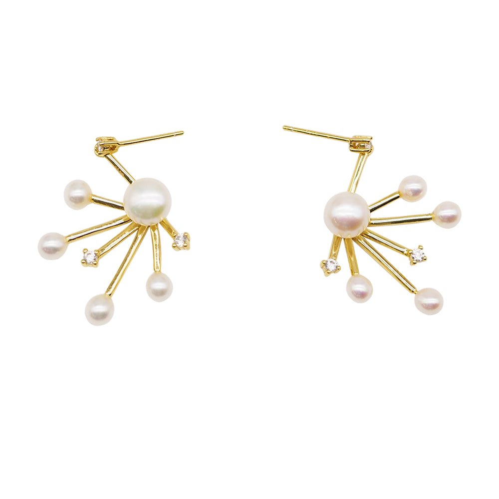 18K Gold Plated Pearl Stud Earrings