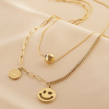 Load image into Gallery viewer, Gold Chain Smile Layered Necklace
