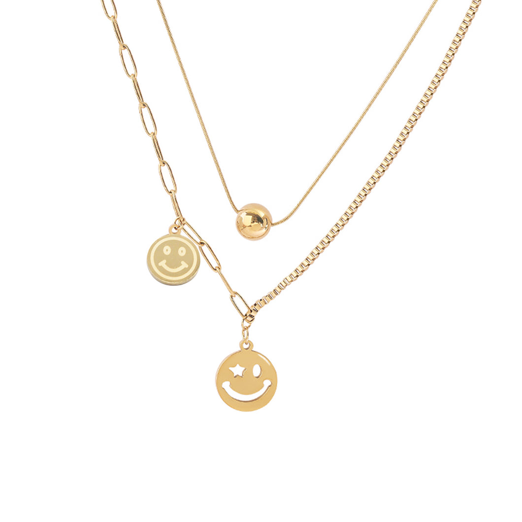 Gold Chain Smile Layered Necklace