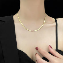 Load image into Gallery viewer, 14K Gold Plated Gold Herringbone  Chain Necklace
