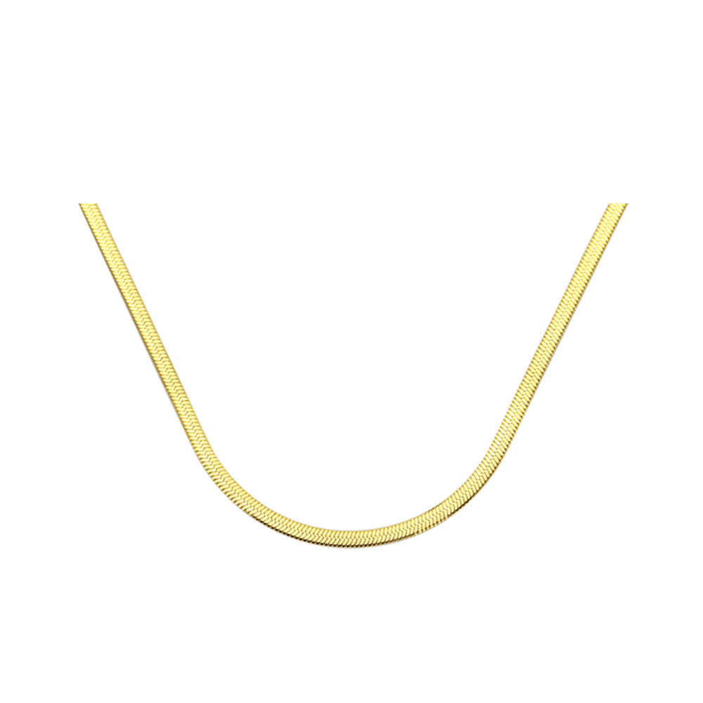 14K Gold Plated Gold Herringbone  Chain Necklace