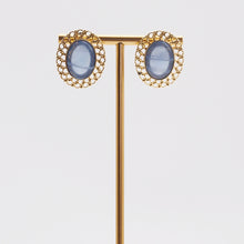 Load image into Gallery viewer, 14K Gold Plated Vintage Palace Blue Stud Earrings
